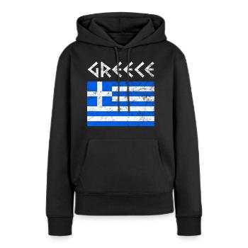 Grèce drapeau grec - Sweat à capuche Premium bio Femme - noir - Devant - Julia (174cm)