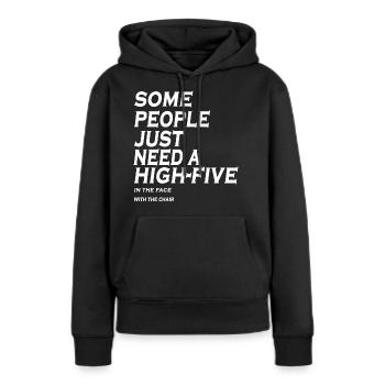 High Five - Frauen Premium Bio Hoodie - Schwarz - Vorne - Julia (174cm)