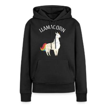 Llamacorn | Cute Llama Unicorn Illustration - Women’s Premium Organic Hoodie - black - Front - Julia (174cm)