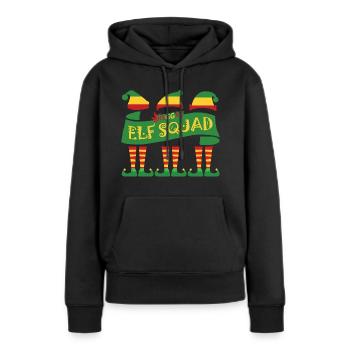 Reggae elf squad, noël, drôle, noël, rasta - Sweat à capuche Premium bio Femme - noir - Devant - Julia (174cm)
