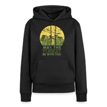 Forêt - Sweat à capuche Premium bio Femme - noir - Devant - Julia (174cm)
