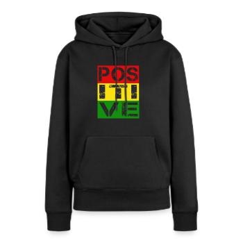 POSITIF, reggae, Marley, drapeau de la Jamaïque - Sweat à capuche Premium bio Femme - noir - Devant - Julia (174cm)