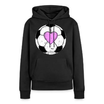Coeur de football féminin Cher footballeur - Sweat à capuche Premium bio Femme - noir - Devant - Julia (174cm)
