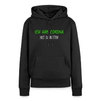 corona - Frauen Premium Bio Hoodie - Schwarz - Vorne - Julia (174cm)