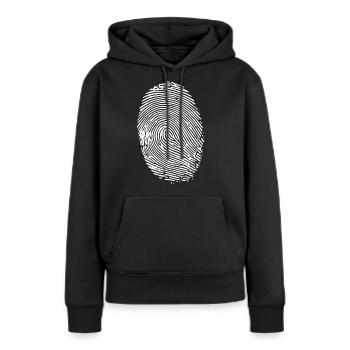 Empreinte digitale ovale (blanc) - Sweat à capuche Premium bio Femme - noir - Devant - Julia (174cm)