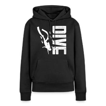 Dive. - Frauen Premium Bio Hoodie - Schwarz - Vorne - Julia (174cm)