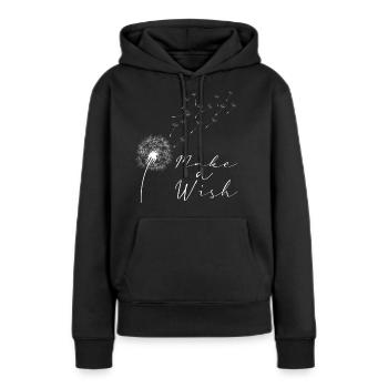 Faire un vœu de pissenlit Blowball Facilité - Sweat à capuche Premium bio Femme - noir - Devant - Julia (174cm)