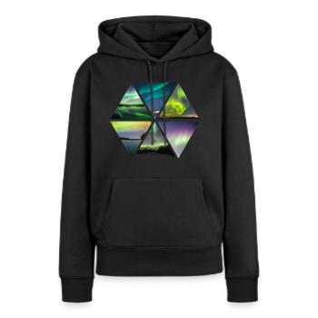 Lumières polaires - Sweat à capuche Premium bio Femme - noir - Devant - Julia (174cm)
