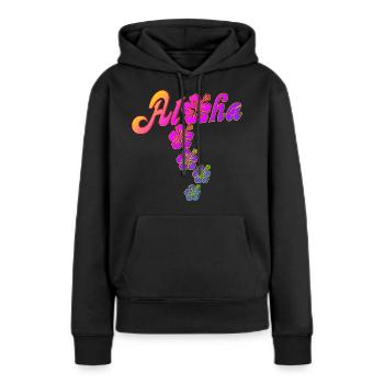 Aloha Hibiscus Blossoms - remplissage coloré - Sweat à capuche Premium bio Femme - noir - Devant - Julia (174cm)