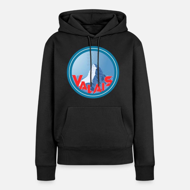 Valais cervin - Sweat à capuche Premium bio Femme - noir