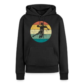 Handball Kreisläufer Sprungwurf Retro Vintage - Frauen Premium Bio Hoodie - Schwarz - Vorne - Julia (174cm)