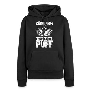Angel König vom Forellenpuff Forellensee Geschenk - Frauen Premium Bio Hoodie - Schwarz - Vorne - Julia (174cm)