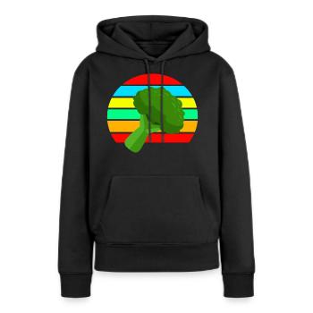 Brocoli - Sweat à capuche Premium bio Femme - noir - Devant - Julia (174cm)