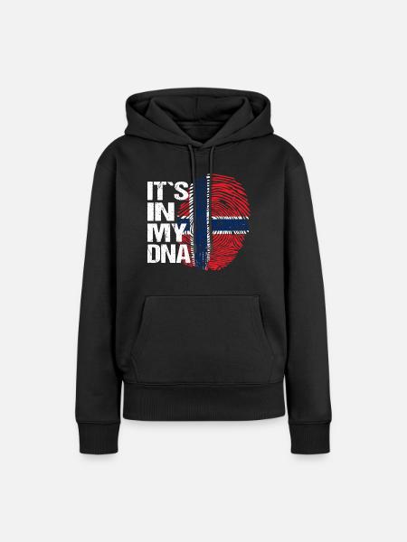 Norge Flagg Fingeravtrykk DNA sier morsomt - Premium økologisk hettegenser for kvinner - svart