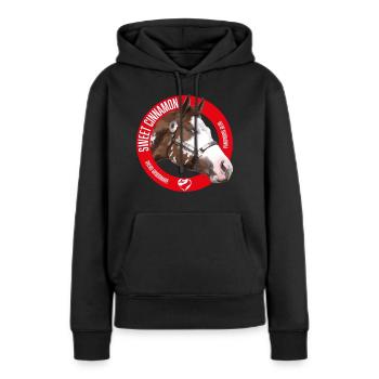 CANNELLE DOUCE - Sweat à capuche Premium bio Femme - noir - Devant - Julia (174cm)