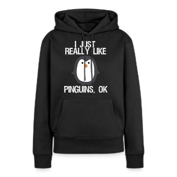 J'aime vraiment les pingouins. D'accord - Sweat à capuche Premium bio Femme - noir - Devant - Julia (174cm)