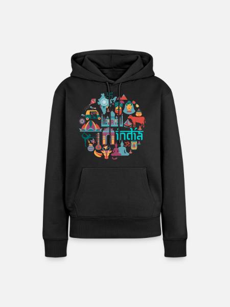 Indien - Frauen Premium Bio Hoodie - Schwarz
