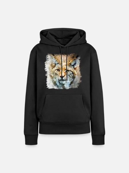 Wild-Life Luchs, Luchs T-Shirt, Animal, Print - Frauen Premium Bio Hoodie - Schwarz