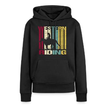 Westernreiten Vintage - Frauen Premium Bio Hoodie - Schwarz - Vorne - Julia (174cm)