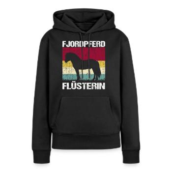 Fjordpferd Mama Flüsterin - Frauen Premium Bio Hoodie - Schwarz - Vorne - Julia (174cm)