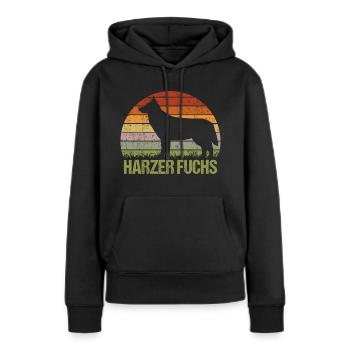 Harzer Fuchs Vintage Retro - Frauen Premium Bio Hoodie - Schwarz - Vorne - Julia (174cm)