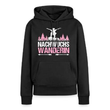 Nachwuchs Wanderin Wandern Baby Mädchen Kinder - Frauen Premium Bio Hoodie - Schwarz - Vorne - Julia (174cm)