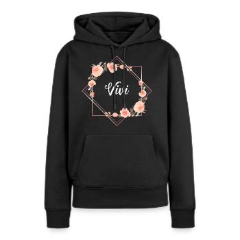 Vivi - Sweat à capuche Premium bio Femme - noir - Devant - Julia (174cm)