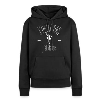 Je peux pas j ai danse - Sweat à capuche Premium bio Femme - noir - Devant - Julia (174cm)