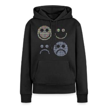 Visages heureux et tristes - Sweat à capuche Premium bio Femme - noir - Devant - Julia (174cm)