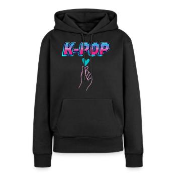 k-pop ou korean pop - Sweat à capuche Premium bio Femme - noir - Devant - Julia (174cm)