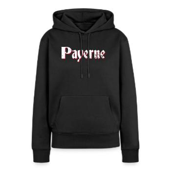 Payerne - Frauen Premium Bio Hoodie - Schwarz - Vorne - Julia (174cm)