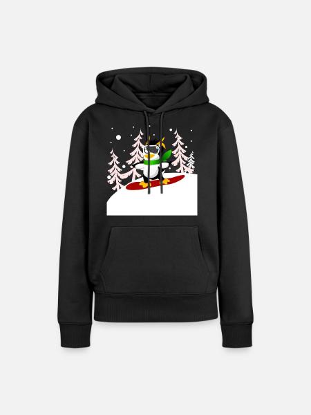 Snowboard Pinguin - Frauen Premium Bio Hoodie - Schwarz