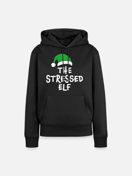 Der gestresste Elf - Frauen Premium Bio Hoodie - Schwarz