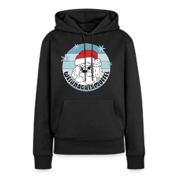 Comicstyle Pudelmotiv - Weihnachten ohne mich - Frauen Premium Bio Hoodie - Schwarz - Vorne - Julia (174cm)