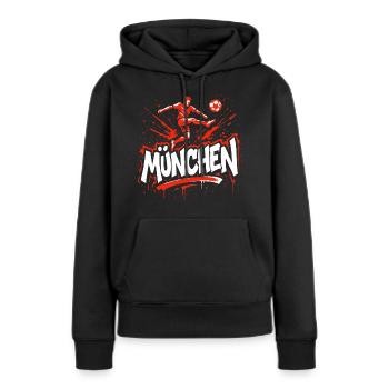München Fußball Fan - Frauen Premium Bio Hoodie - Schwarz - Vorne - Julia (174cm)