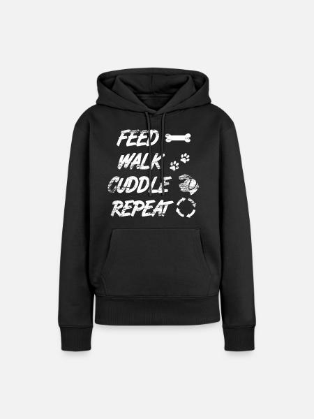 Feed Walk Cuddle Repeat - Frauen Premium Bio Hoodie - Schwarz