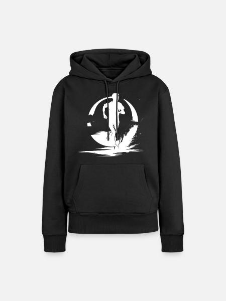 Marathon Junge Zeichnung - Frauen Premium Bio Hoodie - Schwarz