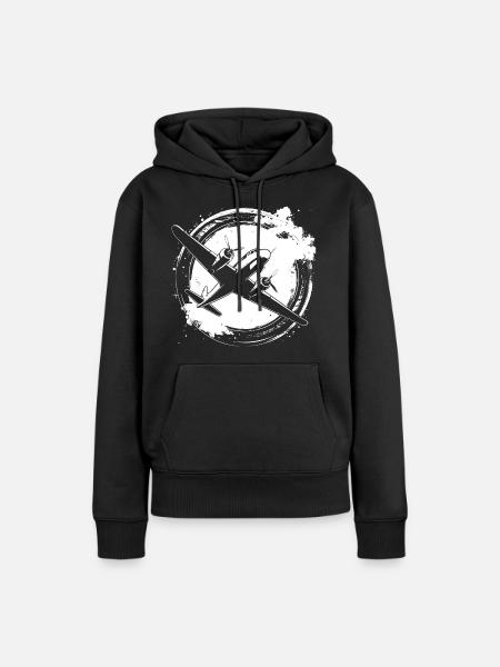Flugzeug Skizze - Frauen Premium Bio Hoodie - Schwarz