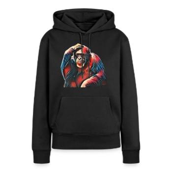 Singe - Sweat à capuche Premium bio Femme - noir - Devant - Julia (174cm)