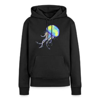 Qualle - Frauen Premium Bio Hoodie - Schwarz - Vorne - Julia (174cm)