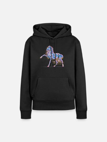 Pferd Hengst - Frauen Premium Bio Hoodie - Schwarz