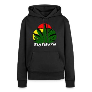 Rastafarai, reggae, marley, weed, ganja, Jamaïque - Sweat à capuche Premium bio Femme - noir - Devant - Julia (174cm)