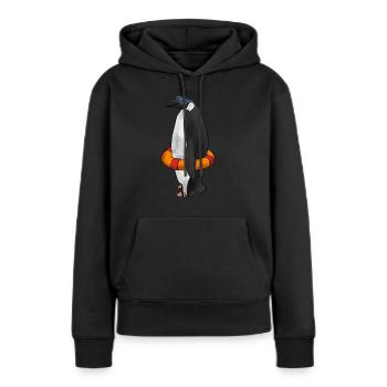 Pingouin bouée de sauvetage d’été Perdre du poids - Sweat à capuche Premium bio Femme - noir - Devant - Julia (174cm)