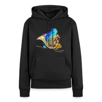 corne - Sweat à capuche Premium bio Femme - noir - Devant - Julia (174cm)