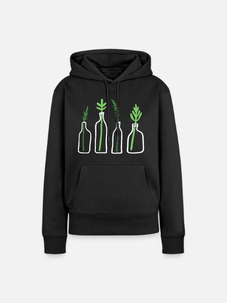 Plante graphique en bouteille - Sweat à capuche Premium bio Femme - noir