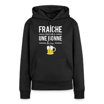 Fraîche comme une bonne bière alcool humour - Sweat à capuche Premium bio Femme - noir - Devant - Julia (174cm)