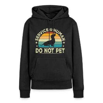 Service Mensch - Frauen Premium Bio Hoodie - Schwarz - Vorne - Julia (174cm)