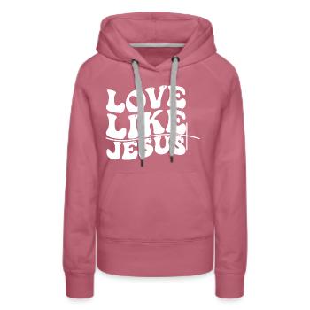 Aimer comme Jésus - Sweat à capuche Premium bio Femme - mauve - Devant - Isabella (175cm)