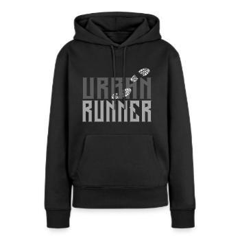 Coureur - Sweat à capuche Premium bio Femme - noir - Devant - Julia (174cm)