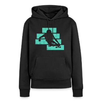 longboard - Sweat à capuche Premium bio Femme - noir - Devant - Julia (174cm)